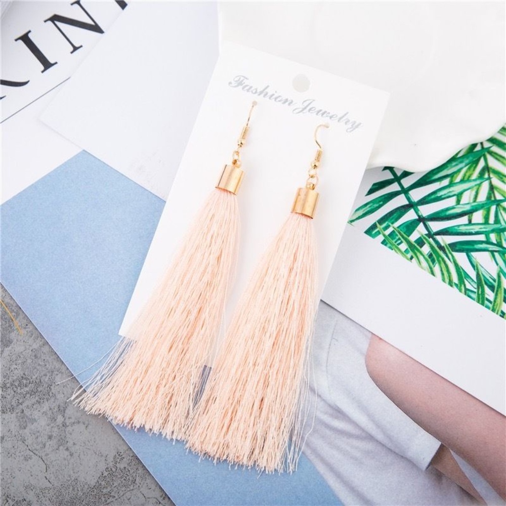 Blush Pink Tassel Bohemian Earrings